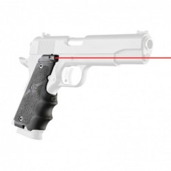Hogue Le Grip, Fits Colt Government, Black Finish, with Finger Grooves, Laser Enhanced, Batteries Included 45080