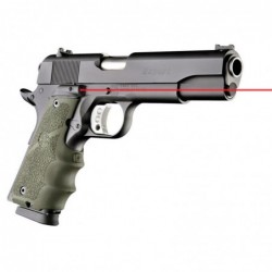 View 1 - Hogue Le Grip, Fits Colt Government, OD Green, with Finger Grooves, Laser Enhanced 45081