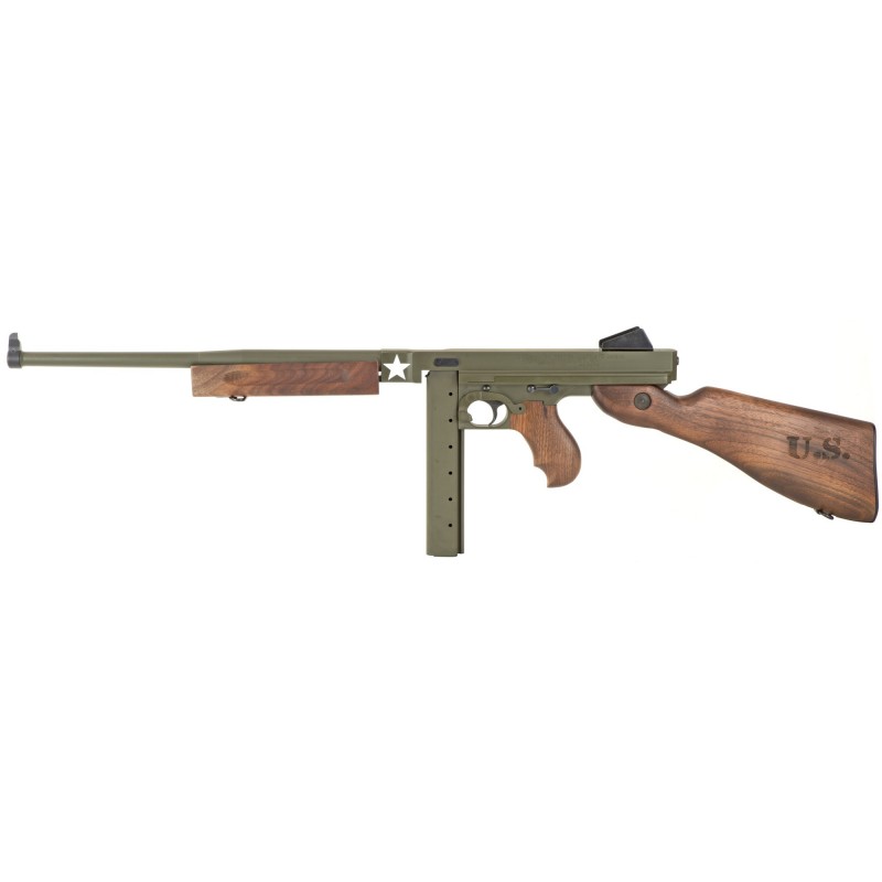 Auto Ordnance M1 Tanker, Semi-automatic, Rifle, 45ACP, 16.5" Barrel, OD Green Cerakote Finish, Walnut Fixed Stock with U.S. Log