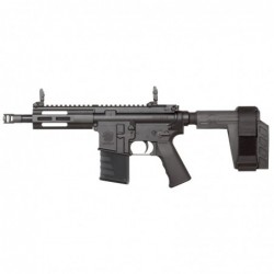 KRISS USA, Inc DMK, Semi-automatic, Pistol, 22LR, 8", Aluminum, Black, 15Rd, Threaded, SB Tactical Brace, Front/Rear Flip Sight