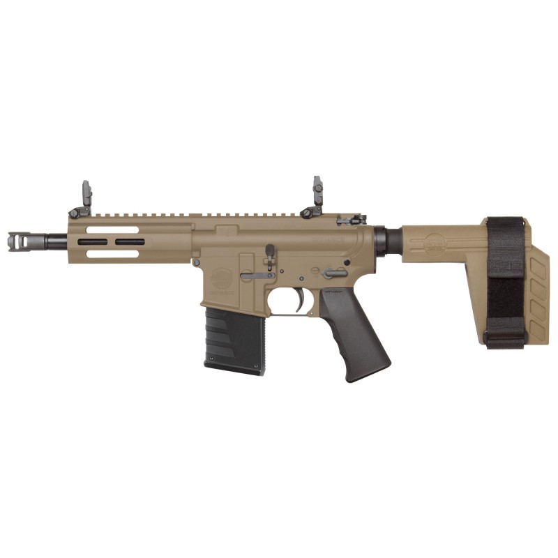 KRISS USA, Inc DMK, Semi-automatic, Pistol, 22LR, 8", Aluminum, Flat Dark Earth, SB Brace, 15Rd, Threaded, Front/Rear Flip Sigh