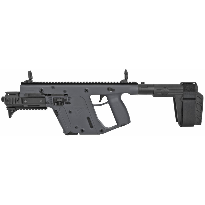 KRISS USA, Inc VECTOR SDP SB Enhanced, Combat Grey, 6.5'' Threaded Barrel, KRISS Recoil Mitigation System, DEFIANCE Folding Sig