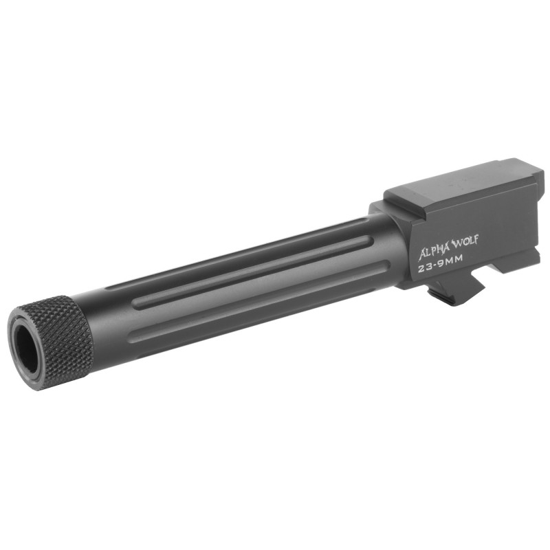 Lone Wolf Distributors AlphaWolf Barrel, 9MM, Salt Bath Nitride Coated, Threaded/Fluted, 416R Stainless Steel, Conversion to 9m