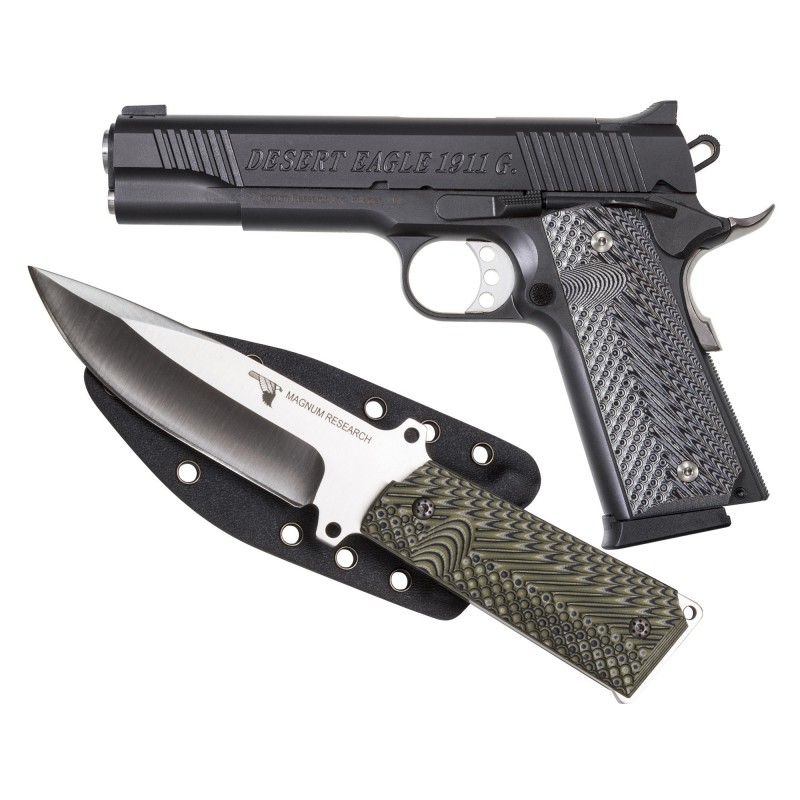 Magnum Research 1911G, Semi-automatic, Full Size, 45ACP, 5" Barrel, Steel Frame, Black Finish, G10 Grips, Fixed Sights, 8Rd, 2