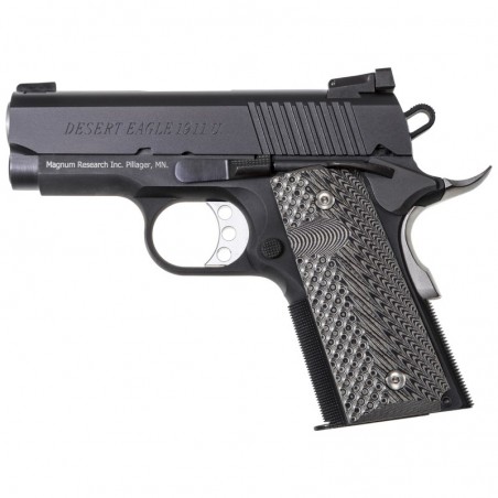 Magnum Research 1911U, Undercover, Semi-automatic, 45ACP, 3" Barrel, Aluminum Frame, Black Finish, G-10 Grips, Adjustable Rear