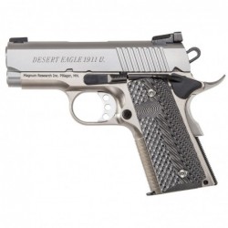 Magnum Research 1911USS, Undercover, Semi-automatic, 45ACP, 3" Barrel, Stainless Steel Frame/Slide, 6Rd, 2 Mags, Adjustable Rea