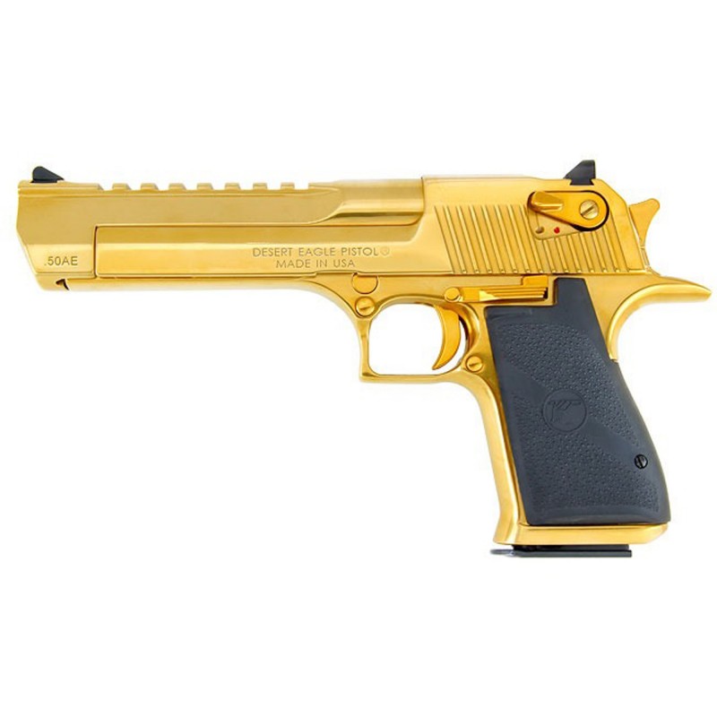 Magnum Research Desert Eagle MK19, Semi-automatic Pistol, 50 Action Express, 6" Barrel, Steel Frame, Titanium/Gold Finish, Plas