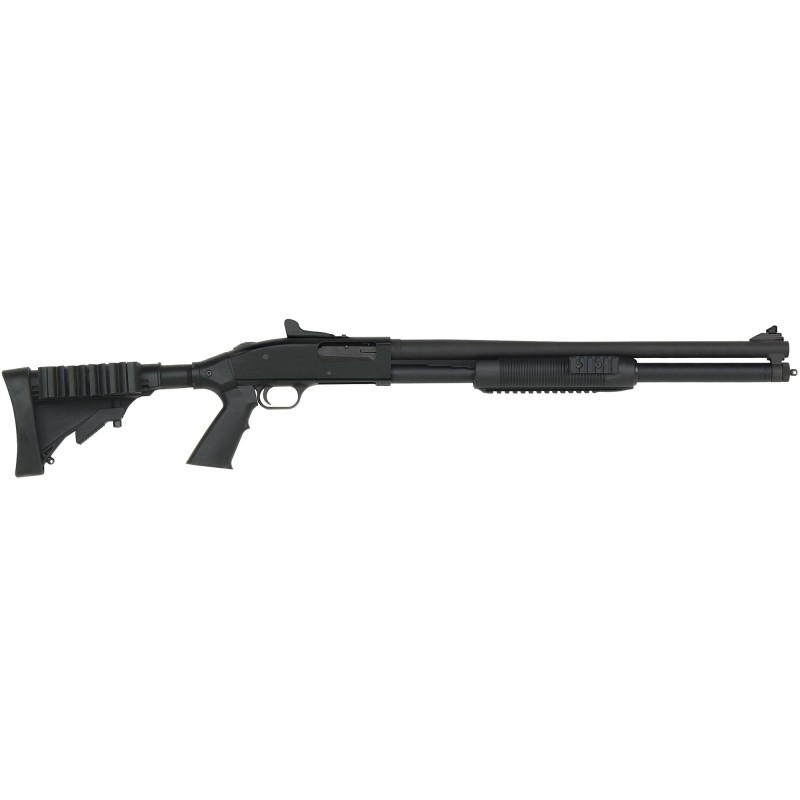 Mossberg 500 Tactical Tri-Rail, Pump Action Shotgun, 12 Gauge, 3" Chamber, 20" Cylinder Barrel, Matte Blue Finish, Collapsible