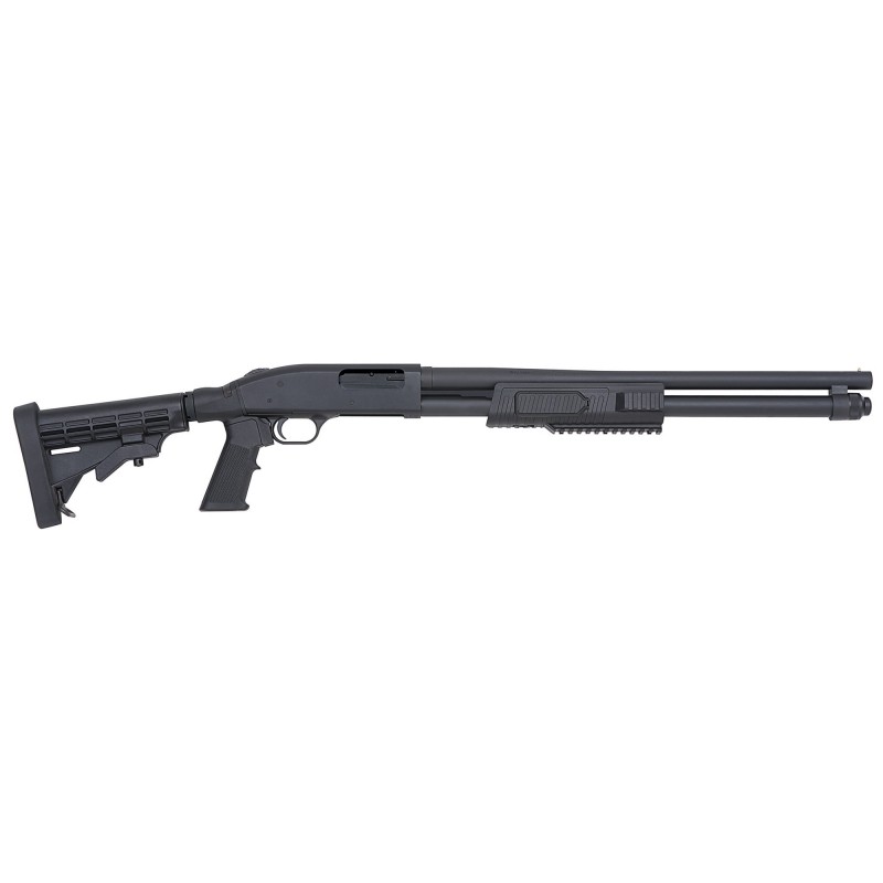 Mossberg 590, Pump Action, 12 Gauge, 3" Chamber, 20" Cylinder Barrel, Blue Finish, 6 Position Collapsible Stock, Bead Sights, 8