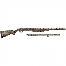 Mossberg 500, Pump, 12Ga 3", Synthetic, 5Rd, 24" & 28" Barrel Included, Vented Rib Ported Barrel 52282