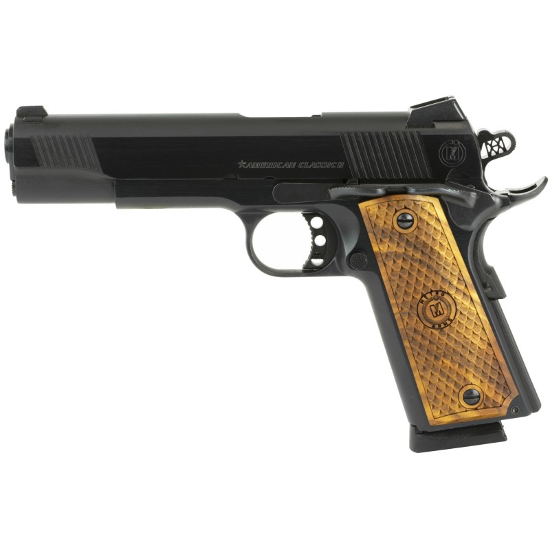 American Classic 1911, Full Size, 45ACP, 5" Barrel, Blue Finish, Wood Grips, Novak Sights, 1 Magazine, 8 Rounds AC45G2