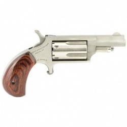 View 2 - North American Arms Mini Revolver, Single Action, 22LR/22WMR, 1.625" Barrel, Steel Frame, Stainless Finish, Wood Grips, Fixed S