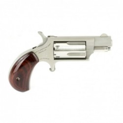 View 2 - North American Arms Mini Revolver, Single Action, 22LR/22WMR, 1.125" Barrel, Steel Frame, Stainless Finish, Wood Grips, Fixed S