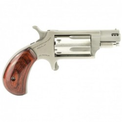 View 2 - North American Arms Ported Snub, Single Action, 22LR/22WMR, 1.125" Barrel, Stainless Steel Frame, Wood Grips, 5Rd NAA-22MSC-P