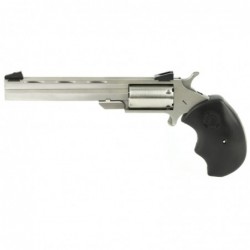 North American Arms Mini Master, Single Action, 22LR/22WMR, 4" Barrel, Steel Frame, Stainless Finish, Rubber Grips, Fixed Sight