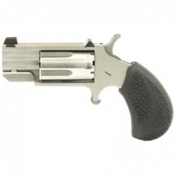 North American Arms Pug, Single Action, 22WMR, 1" Barrel, Steel Frame, Stainless Finish, Rubber Grips, XS White Dot Sights, 5Rd
