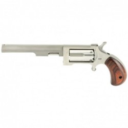 North American Arms Sidewinder, 22WMR, 4" Barrel, Steel Frame, Stainless Finish, Wood Grips, Fixed Sights, 5Rd, "Swing-out" Sty