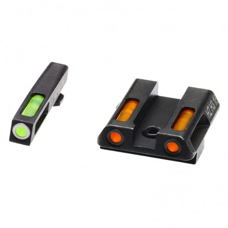 Hi-Viz LiteWave H3 Tritium/Litepipe Night Sights, For GLOCK 42/43, Green Front with White Front Ring, Orange Rear GLN421