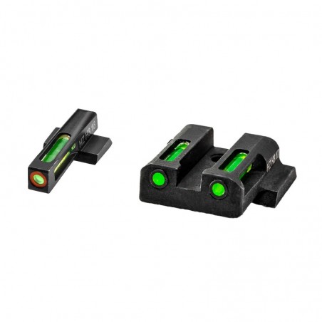 Hi-Viz LiteWave H3 Tritium/Litepipe Night Sights, M&P Shield 9MM, 40S&W and 45 Calibers, Green Front w/Orange Front Ring, Green