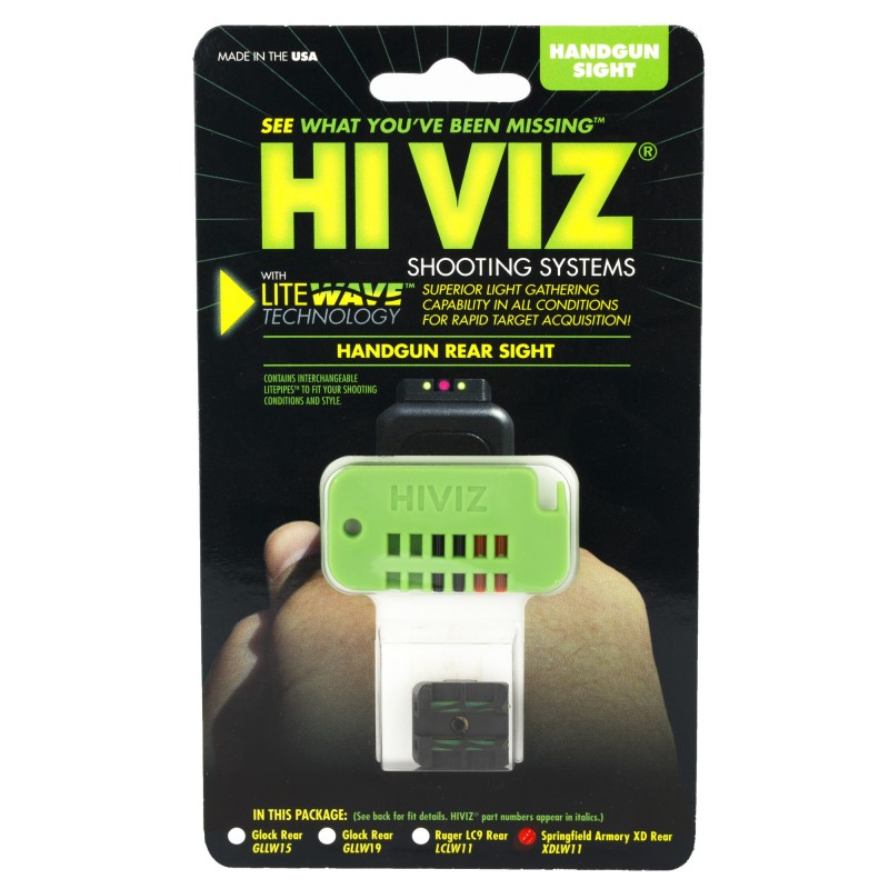 Hi-Viz Litewave Sight, Fits XD, XD-M Pistols except XD 5.25, Rear only, Includes Litepipes and Key XDLW11