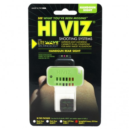 Hi-Viz Litewave Sight, Fits XD, XD-M Pistols except XD 5.25, Rear only, Includes Litepipes and Key XDLW11