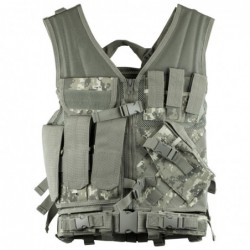 View 2 - NCSTAR Tactical Vest, Nylon, Digital Camo, Size Medium- 2XL, Fully Adjustable, PALS Webbing, Pistol Mag Pouches, Rifle Mag Pouc