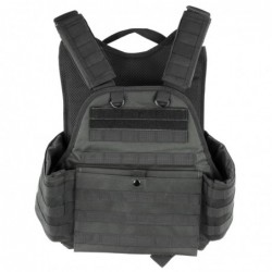 View 2 - NCSTAR Plate Carrier Vest, Nylon, Black, Size Medium-2XL, Fully Adjustable, PALS/ MOLLE Webbing, Compatible with 10" x 12" Hard
