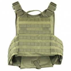 NCSTAR Plate Carrier Vest, Nylon, Green, Size Medium-2XL, Fully Adjustable, PALS/ MOLLE Webbing, Compatible with 10" x 12" Hard