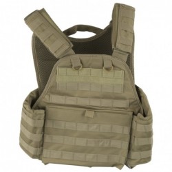 View 2 - NCSTAR Plate Carrier Vest, Nylon, Tan, Size Medium-2XL, Fully Adjustable, PALS/ MOLLE Webbing, Compatible with 10" x 12" Hard P