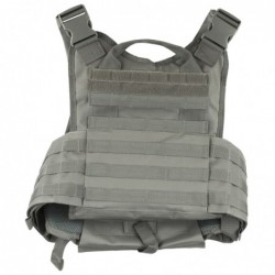 NCSTAR Plate Carrier Vest, Nylon, Gray, Size Medium-2XL, Fully Adjustable, PALS/ MOLLE Webbing, Compatible with 10" x 12" Hard