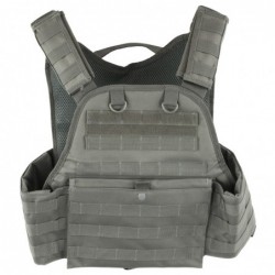 View 2 - NCSTAR Plate Carrier Vest, Nylon, Gray, Size Medium-2XL, Fully Adjustable, PALS/ MOLLE Webbing, Compatible with 10" x 12" Hard