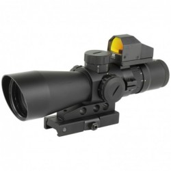 NCSTAR 3-9X42 Scope with Micro Dot, 3-9X Magnification, 42mm Objective Lens, Black, 3 MOA Red Dot, Fits Weaver/ Picatinny Rails