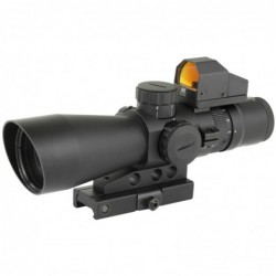 NCSTAR 3-9X42 Scope with Micro Dot, 3-9X Magnification, 42mm Objective Lens, Black, 3 MOA Red Dot, Fits Weaver/ Picatinny Rails