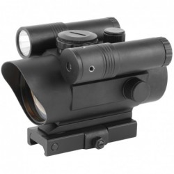 NCSTAR Red Dot Optics with Green Laser & Flashlight, 42mm Objective Lens, Black, 3MOA Red Dot, Fits Weaver/Picatinny Rails VDFL