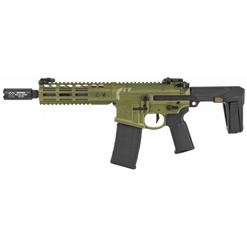 Noveske Gen 4 N4-PDW, Semi-automatic Pistol, 556NATO, 8" Barrel, Aluminum Frame, Bazooka Green Cerakote, Q Pistol Brace, Q BCG,