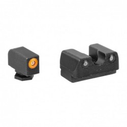 View 2 - Rival Arms Tritium 3 Dot Front/Rear Green Night Sight For Glock 17/19, Orange Front Sight Ring, Black Nitride Quench-Polish-Que