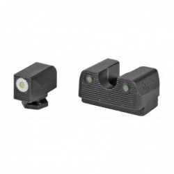 Rival Arms Tritium 3 Dot Front/Rear Green Night Sight For Glock 17/19, White Front Sight Ring, Black Nitride Quench-Polish-Quen