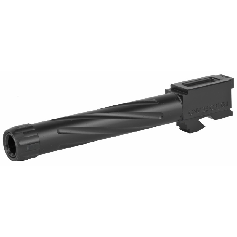 Rival Arms Match Grade Drop-In Threaded Barrel For Gen 3/4 Glock 22, Converts to 9MM, 1:10" twist, Black Physical Vapor Deposit