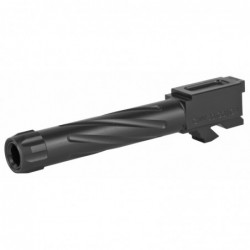 Rival Arms Match Grade Drop-In Threaded Barrel For Gen 3/4 Glock 23, Converts to 9MM, 1:10" twist, Black Physical Vapor Deposit