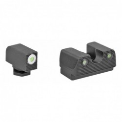 View 2 - Rival Arms Tritium 3 Dot Front/Rear Green Night Sight For Glock 42/43, White Front Sight Ring, Black Nitride Quench-Polish-Quen
