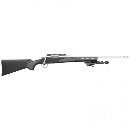 Remington 700 Varmint Target Rifle Stainless Steel, Bolt Action Rifle, 308 Win, 22" Barrel, Black Stock With Gray Overmold, 4Rd