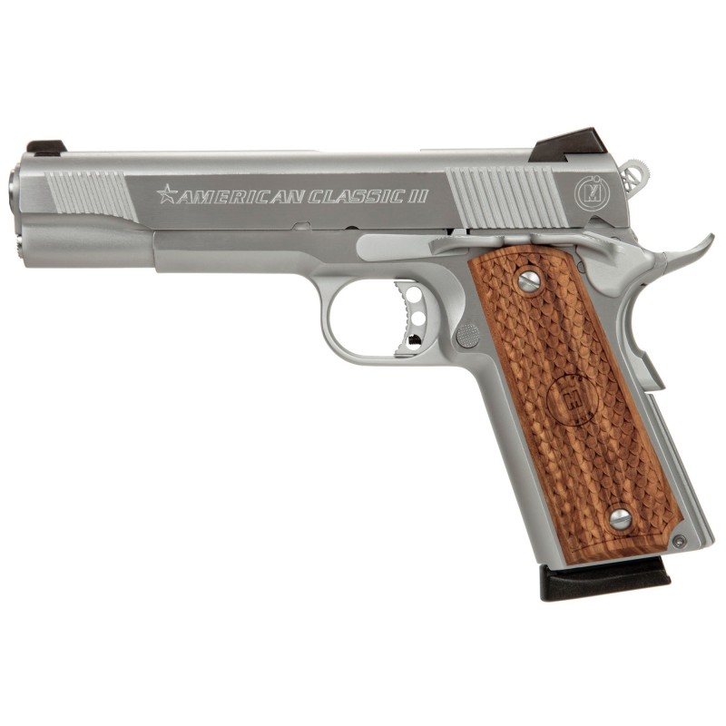 American Classic 1911, Full Size, 9MM, 5" Barrel, Hard Chrome Finish, Wood Grips, 8 Rounds AC9G2C