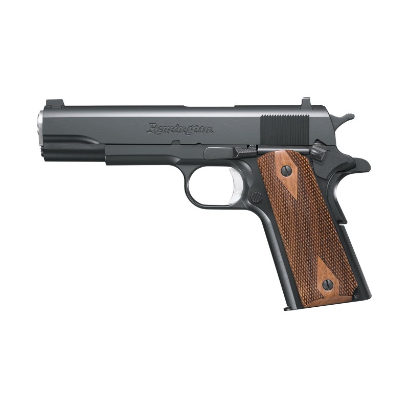 Remington R1, 1911, Full Size, 45ACP, 5" Barrel, Steel Frame, Satin Black Finish, Walnut Grips, Fixed Sights,7Rd, 2 Magazines 9