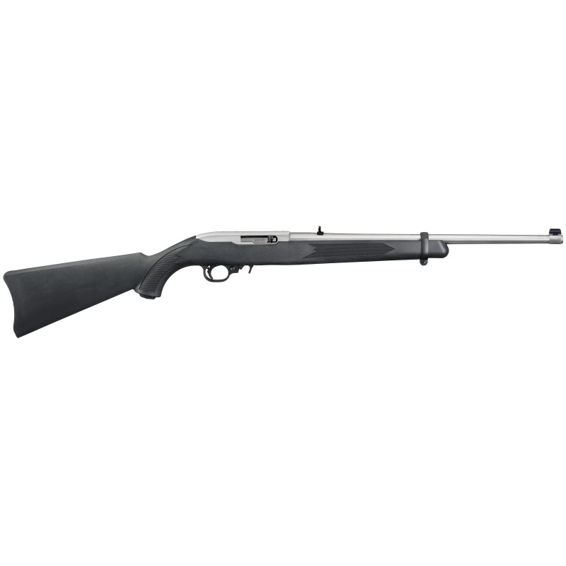 Ruger 10/22 Carbine, Semi-Automatic Rifle, 22 LR, 18.5" Barrel, Clear Satin Finish, Stainless Steel, Black Synthetic Stock, Adj