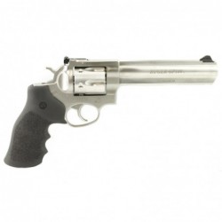 View 2 - Ruger GP100 Standard, Double-Action Revolver, 357 Mag, 6" Barrel, Stainless Steel Frame, Satin Stainless Finish, Hogue Monogrip