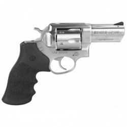 View 2 - Ruger GP100 Standard, Double-Action Revolver, 357 Mag, 3" Barrel, Satin Stainless Finish, Stainless Steel, Hogue Monogrip Grips