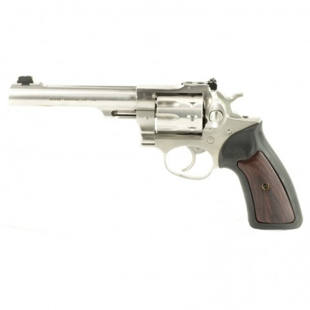 Ruger GP100, Double Action Revolver, 22LR, 5.5" Barrel, Satin Stainless Finish, Rubber Grips with Wood Inlay, 10Rd, Adjustable