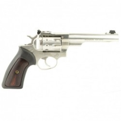 View 2 - Ruger GP100, Double Action Revolver, 22LR, 5.5" Barrel, Satin Stainless Finish, Rubber Grips with Wood Inlay, 10Rd, Adjustable