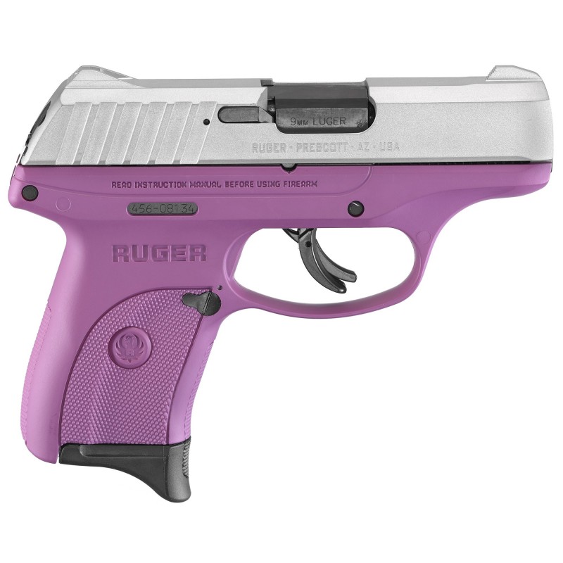 Ruger EC9s, Semi-automatic, Striker Fired, Compact, 9MM,3.1" Barrel, Purple Nylon Frame, Aluminum Cerakote Finish, 7Rd, 1 Magaz