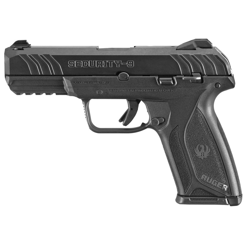 Ruger Security-9, Centerfire Pistol, 9MM, 4" Barrel, Glass Filled Nylon Frame, Blued Finish, 2-15Rd Magazines, 3 Dot Drift Adju